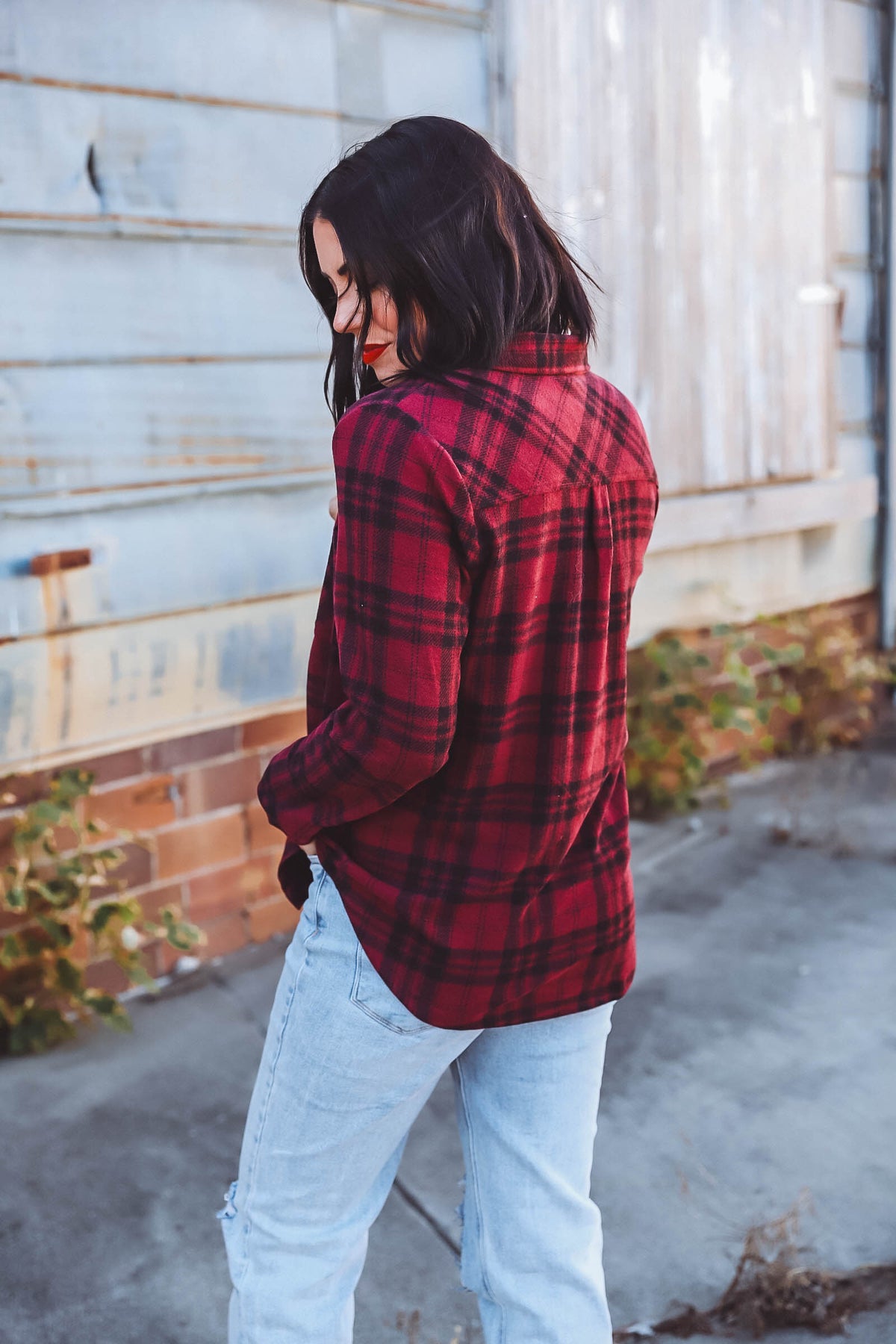 Lewis Top-Burgundy Plaid-Thread & Supply