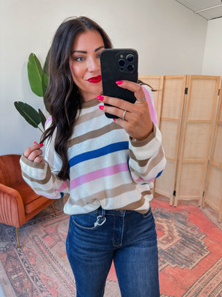 Maisie Striped Sweater-Blue Combo