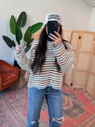 Vanessa Striped Sweater-Blue Mix