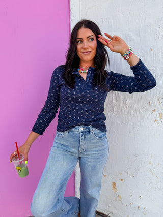 Caitlin Floral Henley Top
