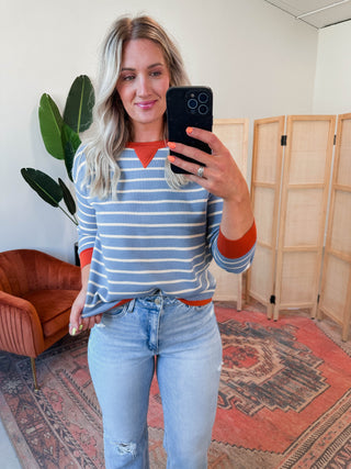 Cade Striped Sweater-Blue