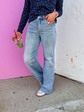 Peyton High Rise Wide Leg Denim-Light Wash