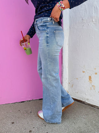 Peyton High Rise Wide Leg Denim-Light Wash