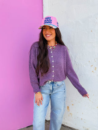 Hayley Cardigan-Dark Lavender