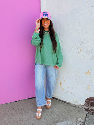 Aiden Striped Long Sleeve-Lime/Green