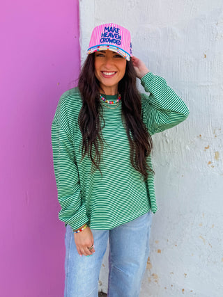 Aiden Striped Long Sleeve-Lime/Green