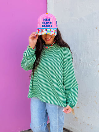 Aiden Striped Long Sleeve-Lime/Green