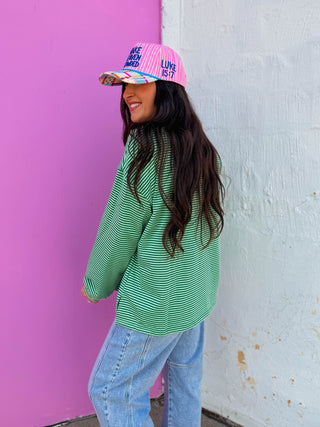 Aiden Striped Long Sleeve-Lime/Green