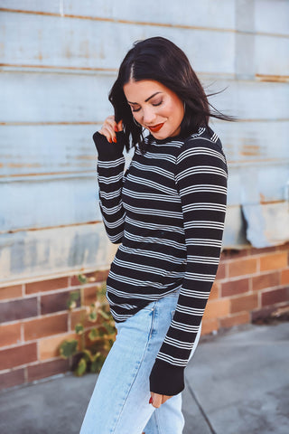 Stacy Top-Black White Stripe-Thread & Supply