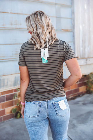 Nikkie Tee-Olive Black Stripe-Thread & Supply