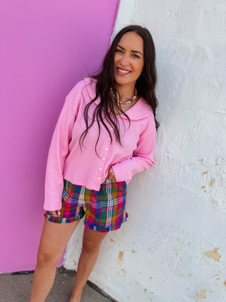Lucy Waffle Knit Top-Pink