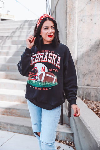 Nebraska Malone Multimedia Crewneck-Black