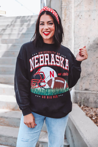 Nebraska Malone Multimedia Crewneck-Black