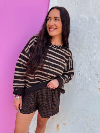 Tyson Striped Sweater-Chocolate
