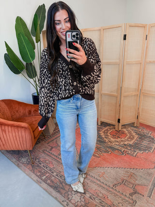 Paige Leopard Cardigan-Brown