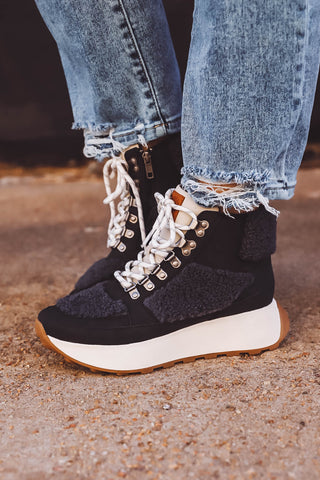 Hacey Flatform Hiker Boot-Black