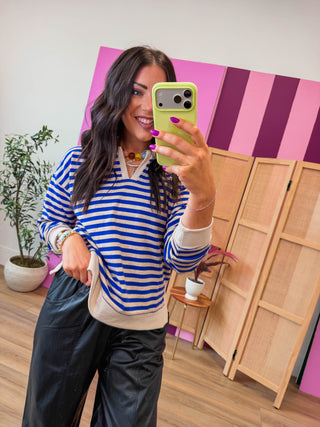 Dawson Striped Pullover-Blue
