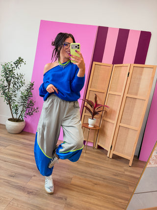 Contrast Flow Jogger-Stone Taupe/Sonic Blue