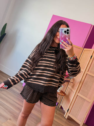 Tyson Striped Sweater-Chocolate