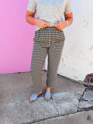 Maggie Gingham Pants-Black