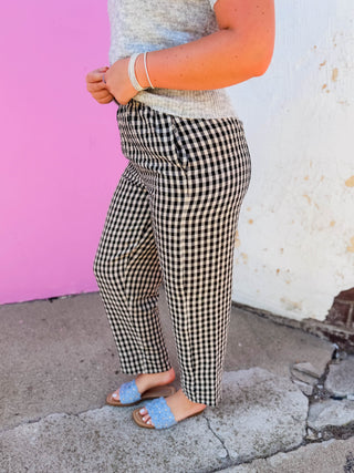 Maggie Gingham Pants-Black