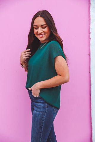 Lindsey Knit Top-Juniper Green