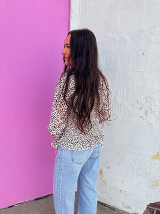 Ana Leopard Top-White