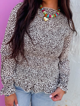 Ana Leopard Top-White