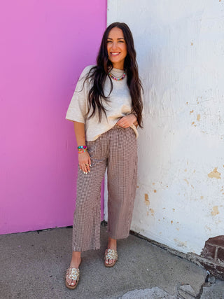 Fletcher Gingham Pants-Espresso