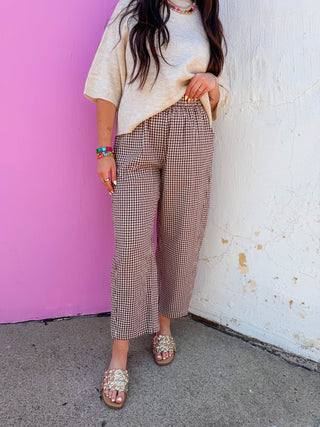 Fletcher Gingham Pants-Espresso