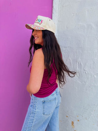 Cool Girl Striped Tank-Festival Pink
