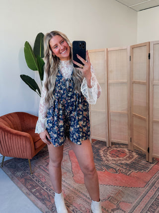 Celeste Floral Denim Romper