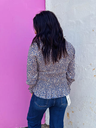 Ana Leopard Top-Blue