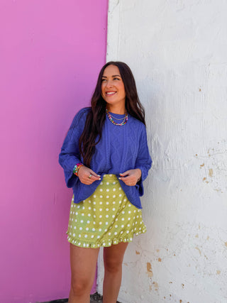 Jada Polka Dot Mini Skirt-Chartreuse