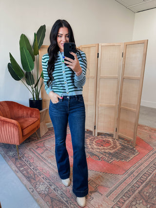 Eva Striped Cardigan-Blue/Green