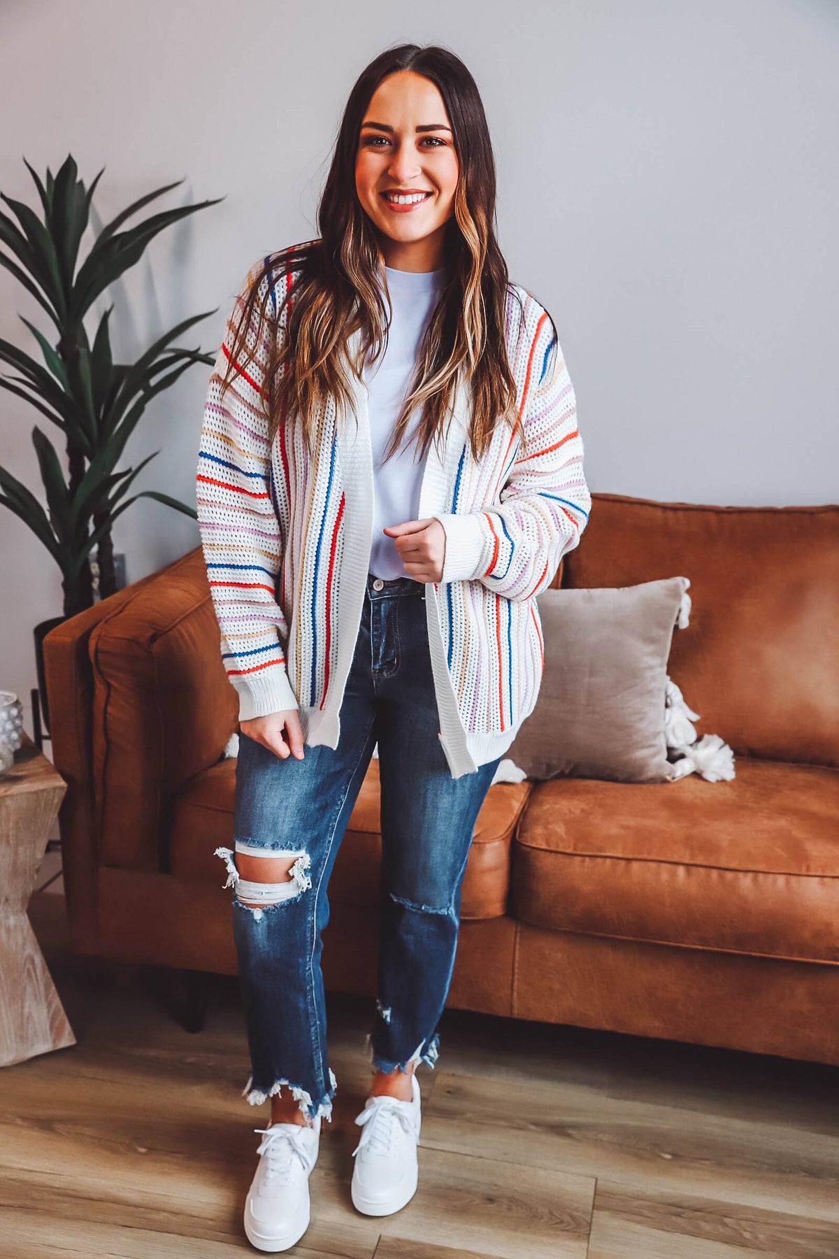 Taryn Striped Cardigan-Extended Sizes