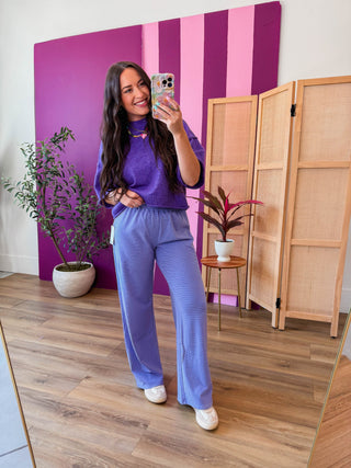 Morning Ease Striped Pants-Lavender