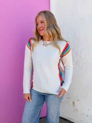 Rainbow Row Sweater-Ivory