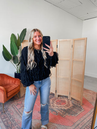 Gianna Ruffle Top-Black