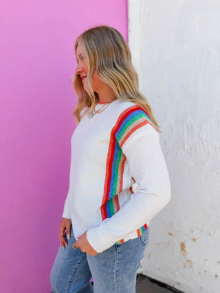Rainbow Row Sweater-Ivory