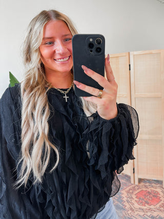 Gianna Ruffle Top-Black