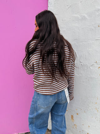 Elsie Striped Henley Sweater