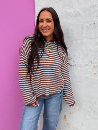 Elsie Striped Henley Sweater