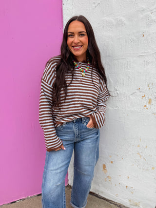 Elsie Striped Henley Sweater