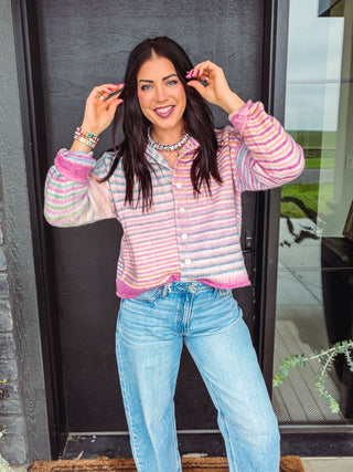 Rainbow Rush Cardigan-Strawberry Mix
