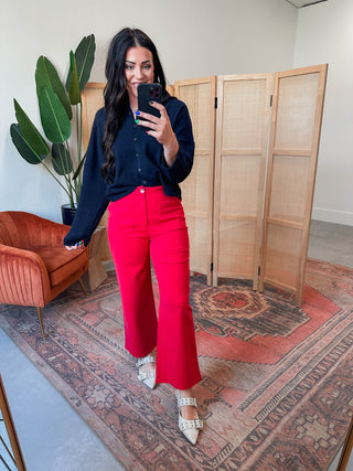 Karter Wide Leg Pants-Red