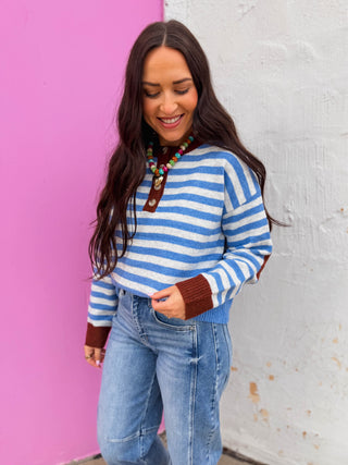 Alaina Striped Sweater-Capri/Dove
