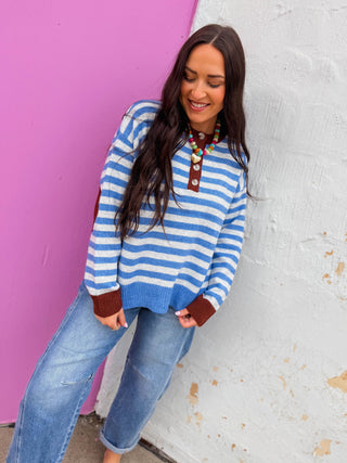 Alaina Striped Sweater-Capri/Dove