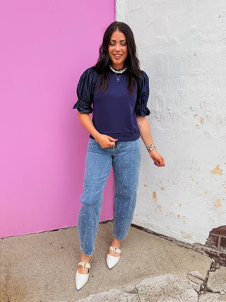 Monet Denim Top