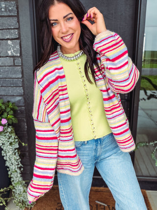 Happy Hour Cardigan-Fuchsia Mix